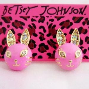 Betsey johnson pink bunny earrings